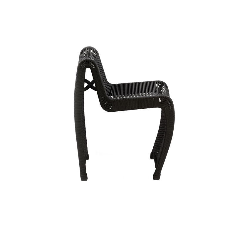 Maklaine Coastal Rope Counter Stool in Black Finish Set of 2