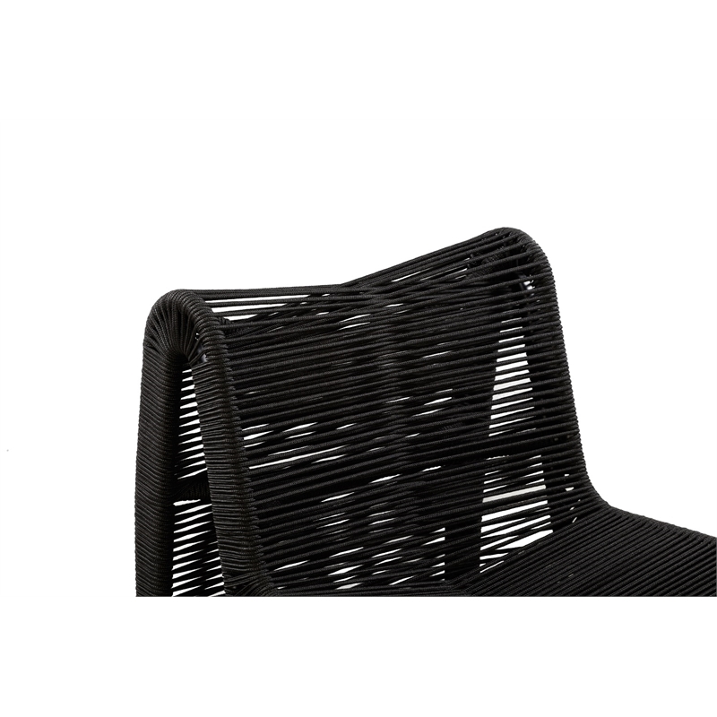 Maklaine Coastal Rope Counter Stool in Black Finish Set of 2