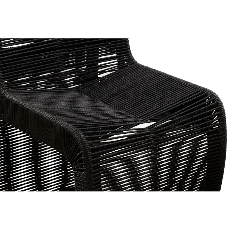 Maklaine Coastal Rope Counter Stool in Black Finish Set of 2