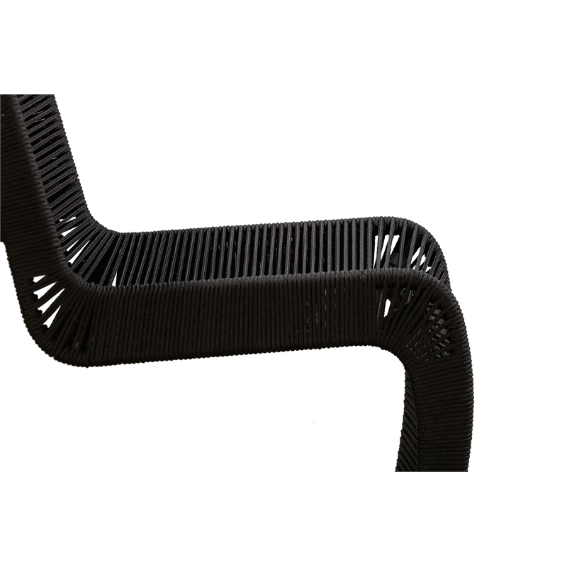Maklaine Coastal Rope Counter Stool in Black Finish Set of 2