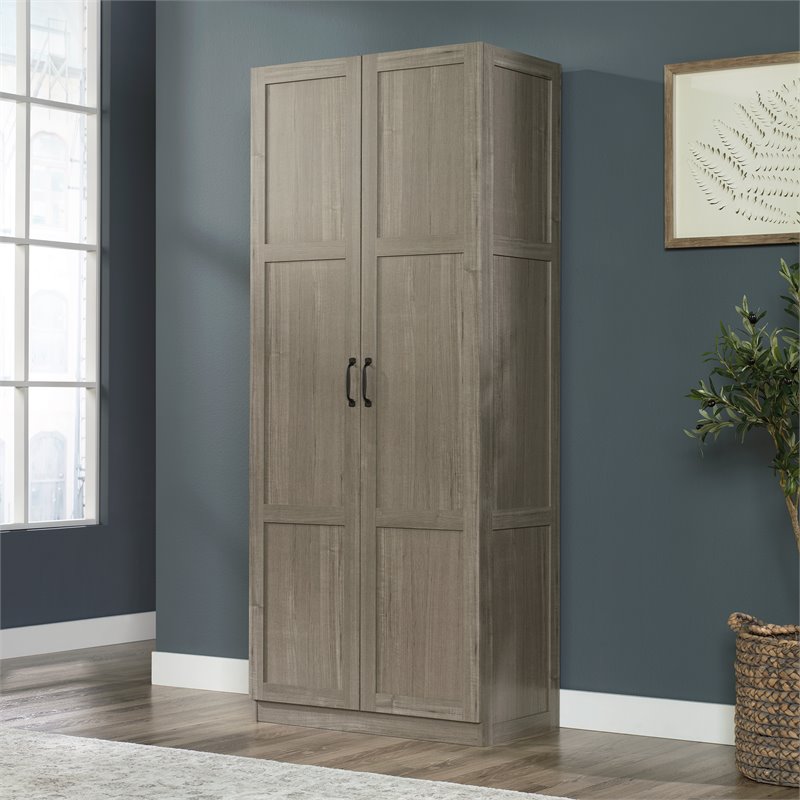 Maklaine Engineered Wood Storage Cabinet in Silver Sycamore/Gray