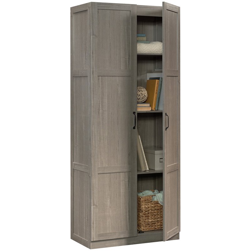 Maklaine Engineered Wood Storage Cabinet in Silver Sycamore/Gray