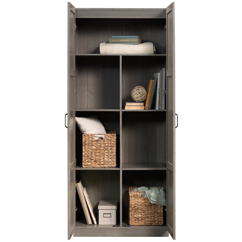Maklaine Engineered Wood Storage Cabinet in Silver Sycamore/Gray