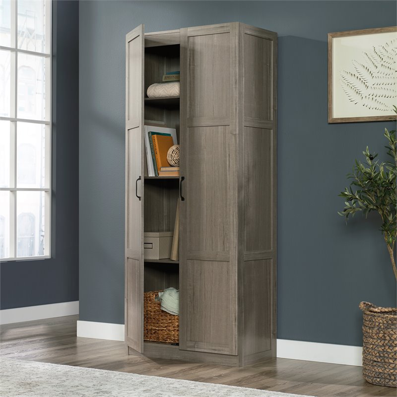 Maklaine Engineered Wood Storage Cabinet in Silver Sycamore/Gray