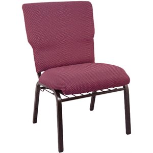 Maklaine Contemporary 21&quot Fabric Church Chair in Burgundy and Gold Vein