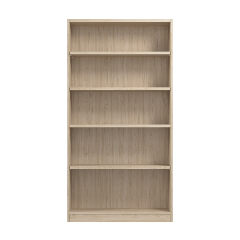 Maklaine Engineered Wood Universal Tall 5 Shelf Bookcase in Natural Elm