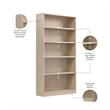 Maklaine Engineered Wood Universal Tall 5 Shelf Bookcase in Natural Elm