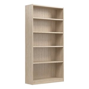 Maklaine Engineered Wood Universal Tall 5 Shelf Bookcase in Natural Elm