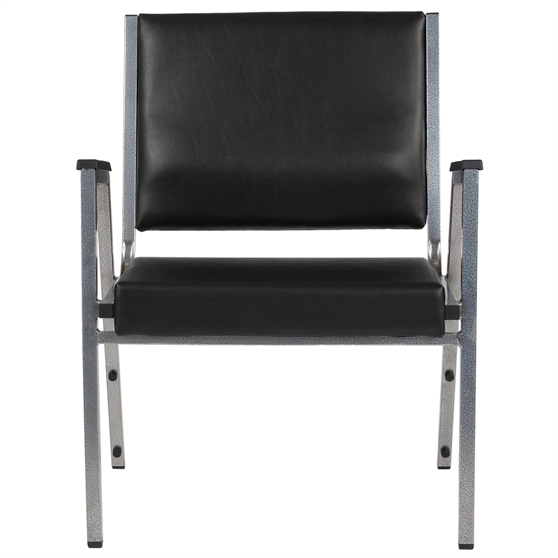 Maklaine Contemporary Faux Leather Arm Chair in Black and Silver