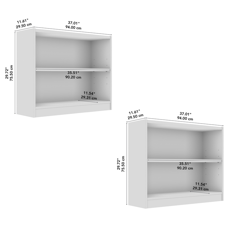 Maklaine Engineered Wood Universal Small 2 Shelf Bookcase Set in Natural Elm