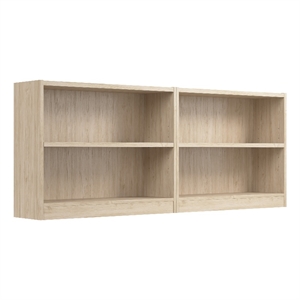 Maklaine Engineered Wood Universal Small 2 Shelf Bookcase Set in Natural Elm