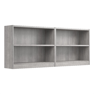 Maklaine Engineered Wood Universal Small 2 Shelf Bookcase Set in Platinum Gray