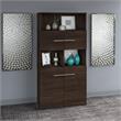 Maklaine Engineered Wood 5-Shelf Bookcase with Doors in Black Walnut
