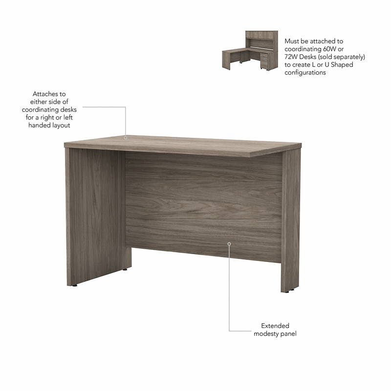 Maklaine Contemporary Engineered Wood 42W Desk Return in Hickory