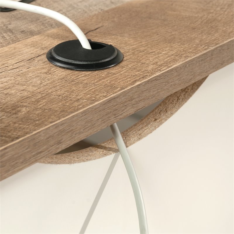 Maklaine Engineered Wood L-Shaped Computer Desk in Glacier White