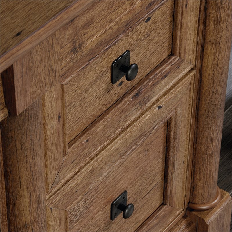 Maklaine Contemporary Engineered Wood Computer Desk in Vintage Oak