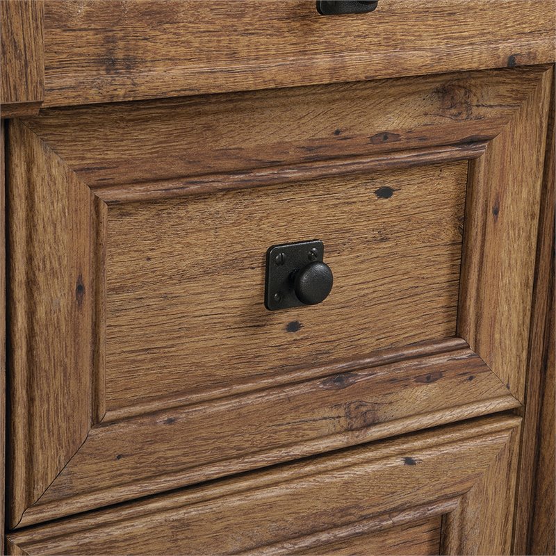 Maklaine Contemporary Engineered Wood Computer Desk in Vintage Oak