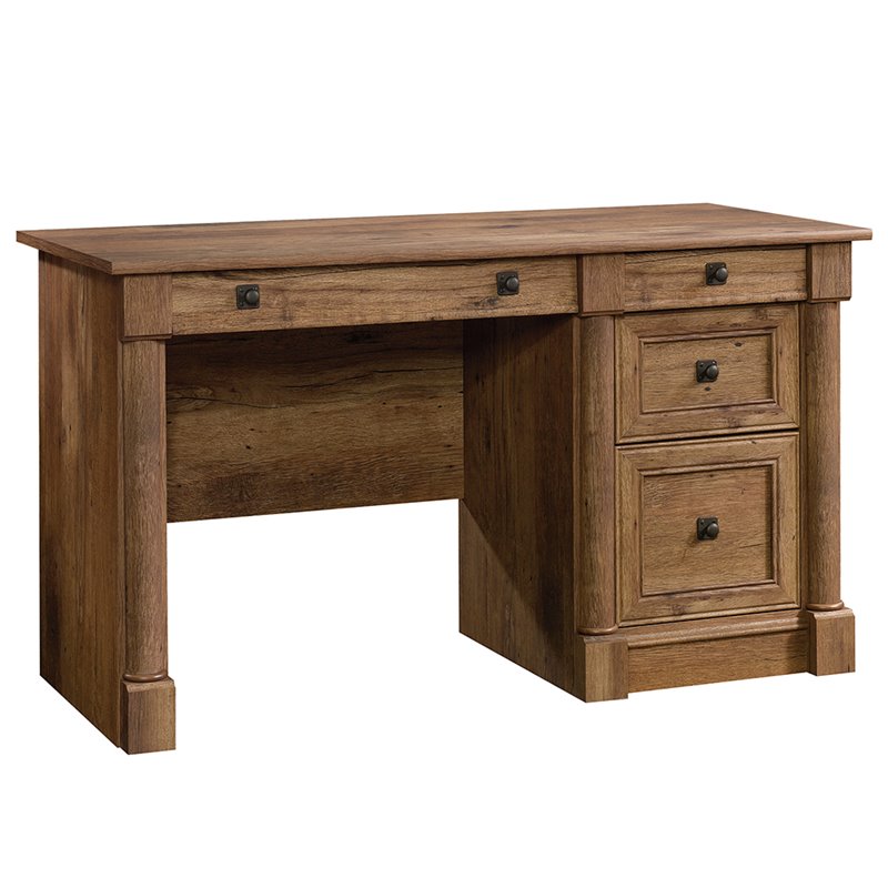 Maklaine Contemporary Engineered Wood Computer Desk in Vintage Oak