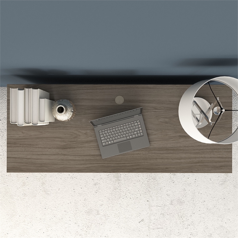 Maklaine Engineered Wood 60W x 24D Credenza Desk in Modern Hickory