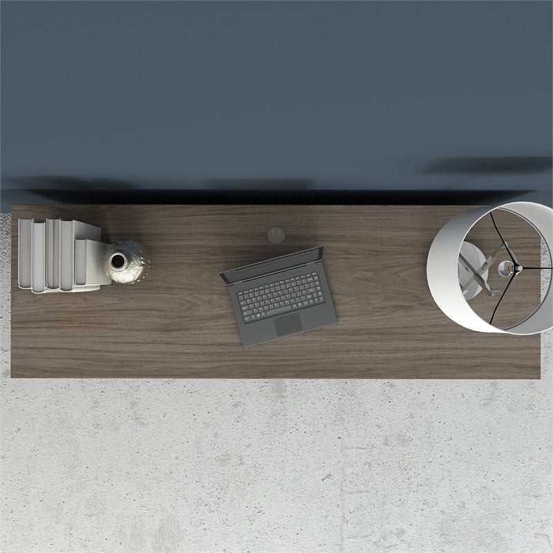 Maklaine Engineered Wood 72W x 24D Credenza Desk in Modern Hickory