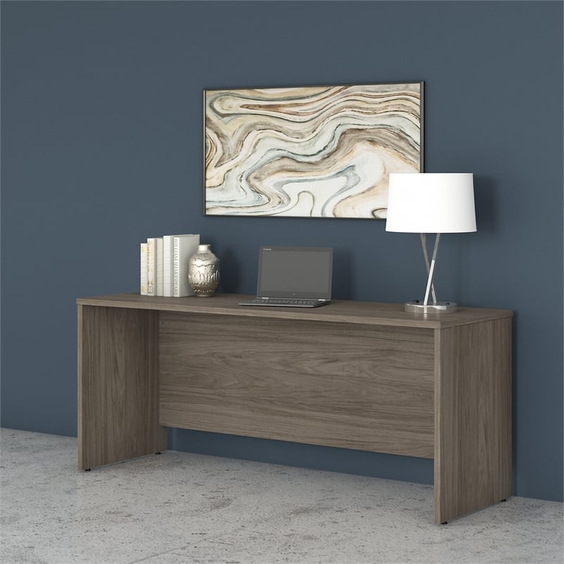 Maklaine Engineered Wood 72W x 24D Credenza Desk in Modern Hickory
