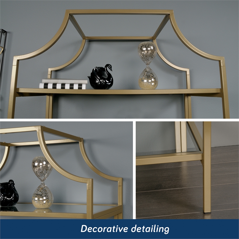 Maklaine Contemporary Metal 5 Shelf Bookcase in Satin Gold Finish