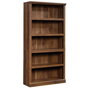 Maklaine Contemporary Engineered Wood 5-Shelf Bookcase in Grand Walnut