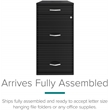 Maklaine 18in Deep 3 Drawer Metal Organizer Filing Cabinet in Black