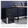 Maklaine 18in Deep 3 Drawer Metal Organizer Filing Cabinet in Black