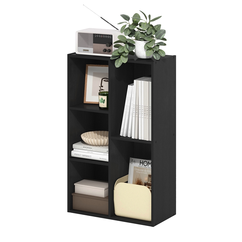 Maklaine Contemporary 5-Cube Reversible Open Shelf in Blackwood