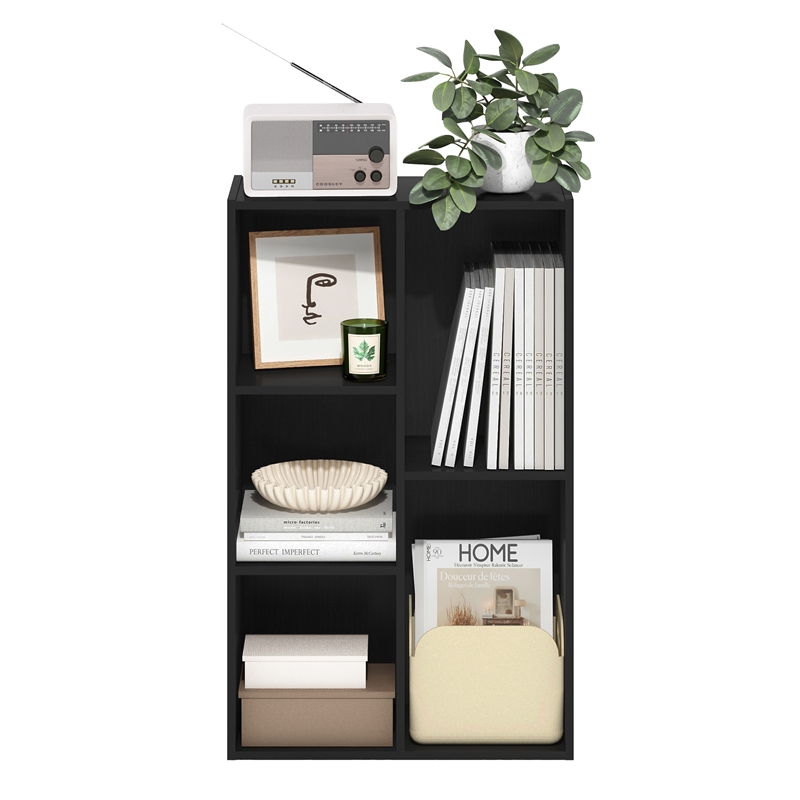 Maklaine Contemporary 5-Cube Reversible Open Shelf in Blackwood