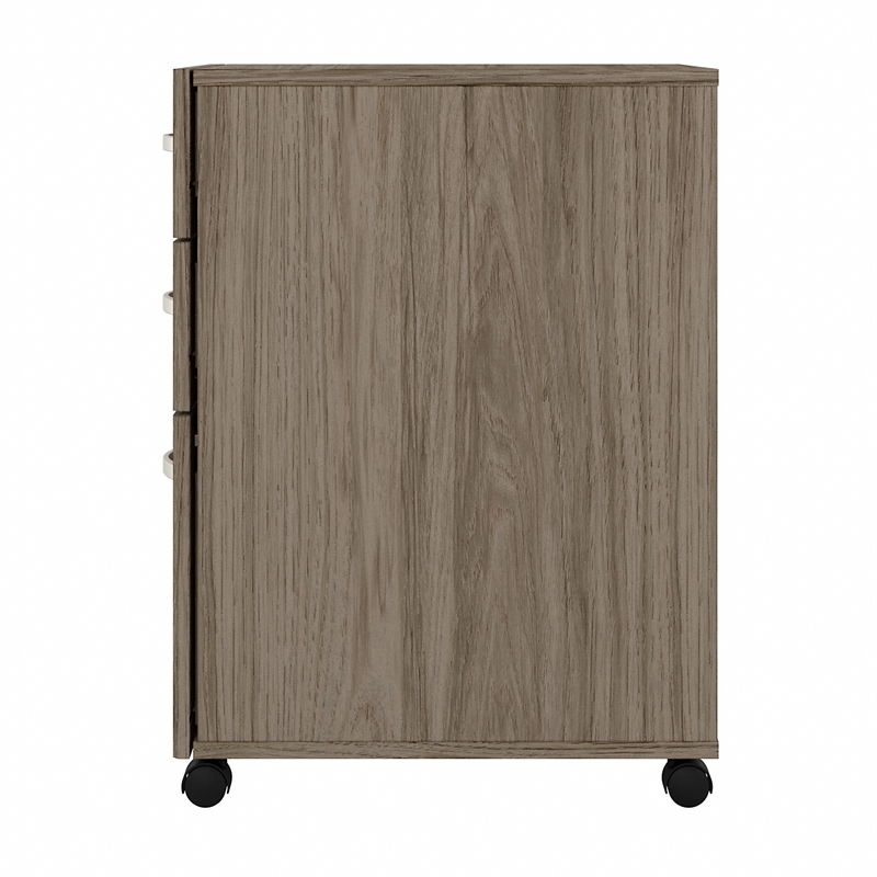Maklaine Engineered Wood 3 Drawer Mobile File Cabinet in Modern Hickory
