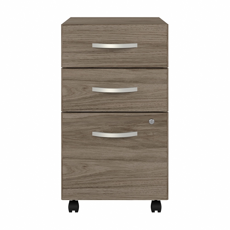 Maklaine Engineered Wood 3 Drawer Mobile File Cabinet in Modern Hickory