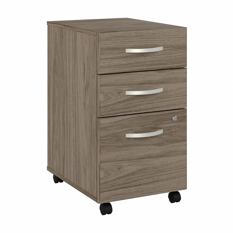 Maklaine Engineered Wood 3 Drawer Mobile File Cabinet in Modern Hickory