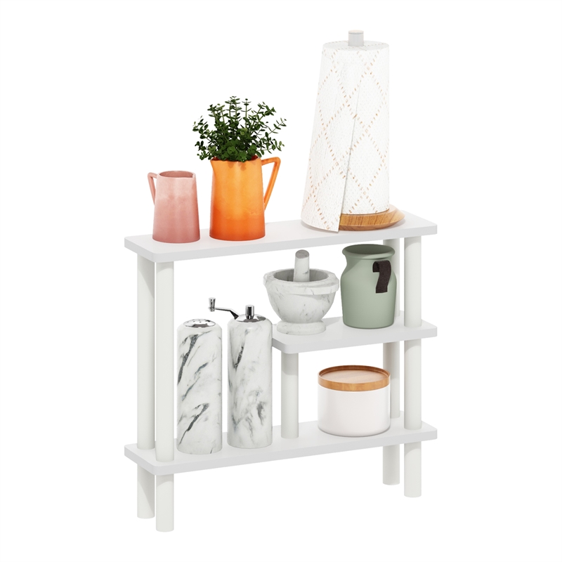 Maklaine Turn-N-Tube Slim Space Saving Storage Rack in White/White