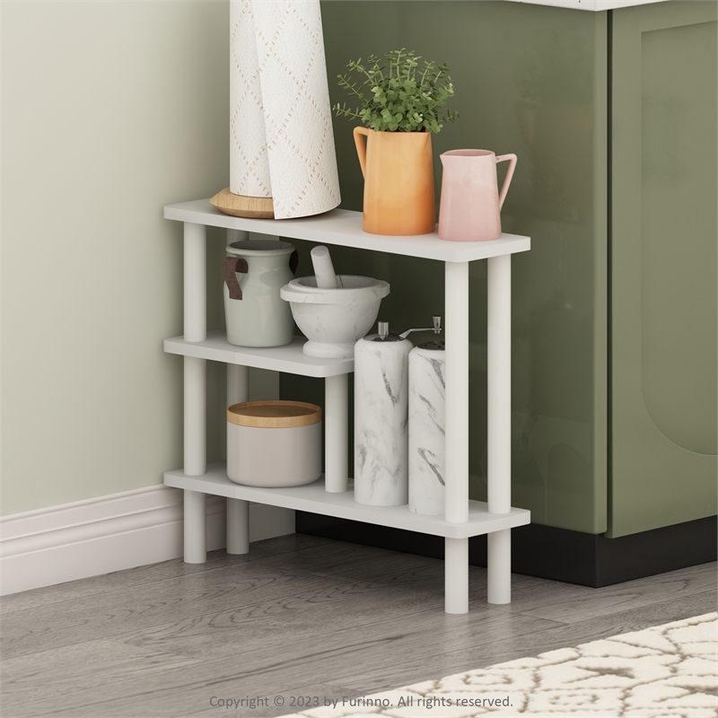 Maklaine Turn-N-Tube Slim Space Saving Storage Rack in White/White