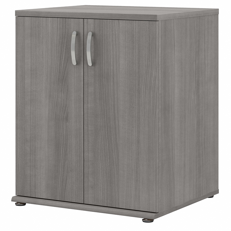 Maklaine Wood Universal Floor Storage Cabinet with Doors in Platinum Gray