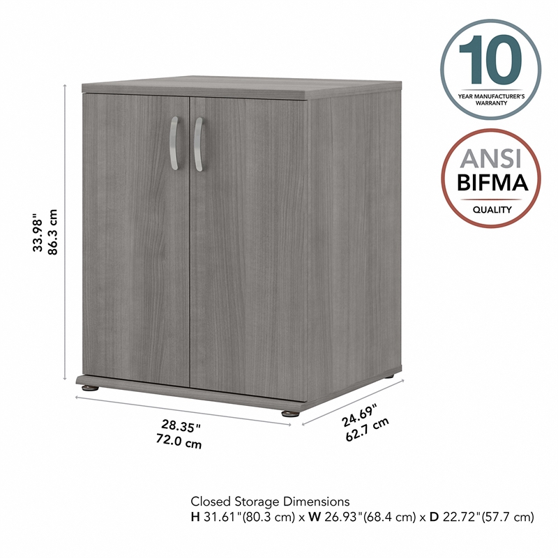 Maklaine Wood Universal Floor Storage Cabinet with Doors in Platinum Gray