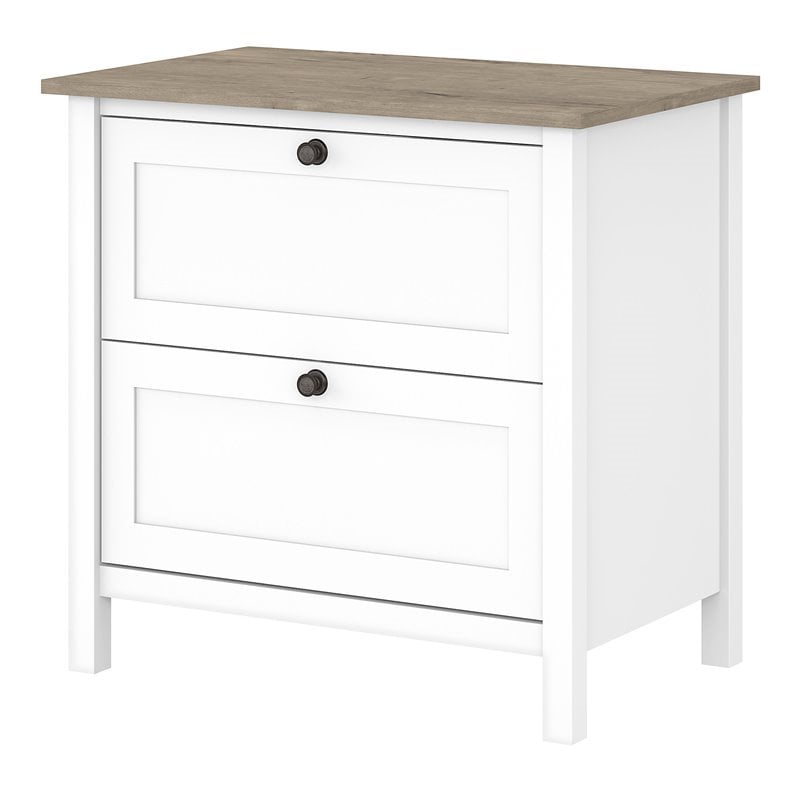 Maklaine Engineered Wood 2 Drawer Lateral File Cabinet in Shiplap Gray / White