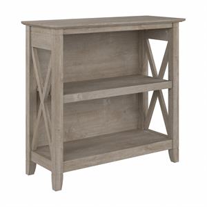 Maklaine Engineered Wood Small 2 Shelf Bookcase in Washed Gray