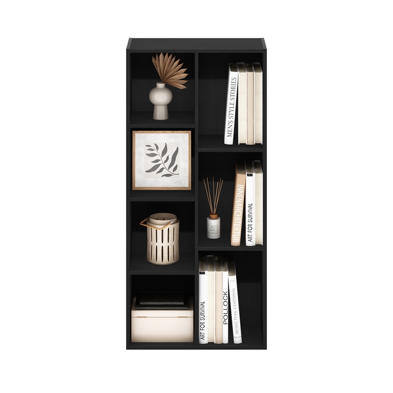 Maklaine Contemporary 7-Cube Reversible Open Shelf in Blackwood