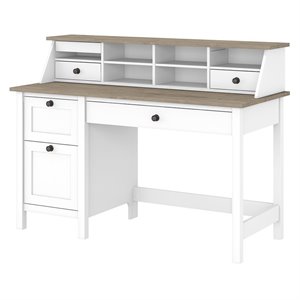 Maklaine 54W Desk w/ Drawers and Organizer in Shiplap Gray/White - Eng Wood