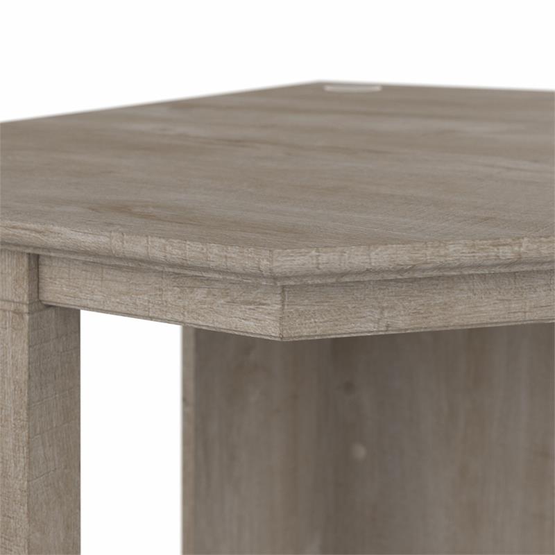 Maklaine Farmhouse Engineered Wood Small Corner Desk in Washed Gray