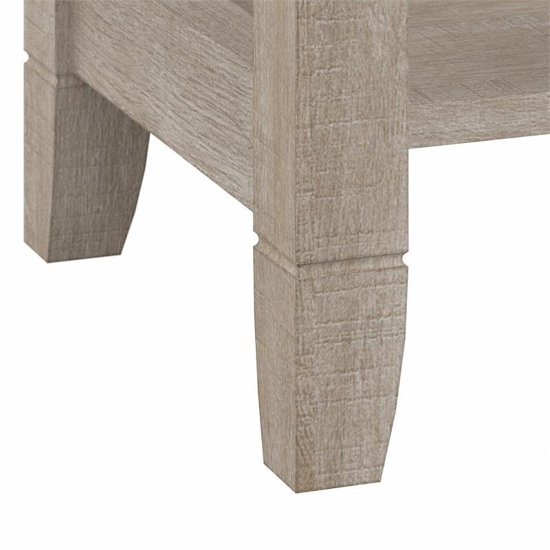 Maklaine Farmhouse Engineered Wood Small Corner Desk in Washed Gray