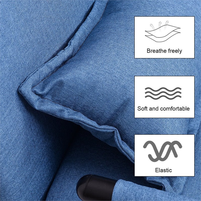 Maklaine Polyester and Steel Convertible Sofa Bed with Cushion in Blue