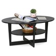 Maklaine Contemporary Engineered Wood Oval Coffee Table in Walnut