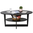 Maklaine Contemporary Engineered Wood Oval Coffee Table in Walnut