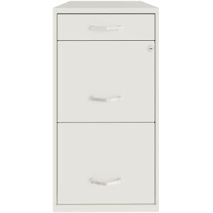 Maklaine 18in Deep 3 Drawer Metal Organizer Filing Cabinet in Pearl White