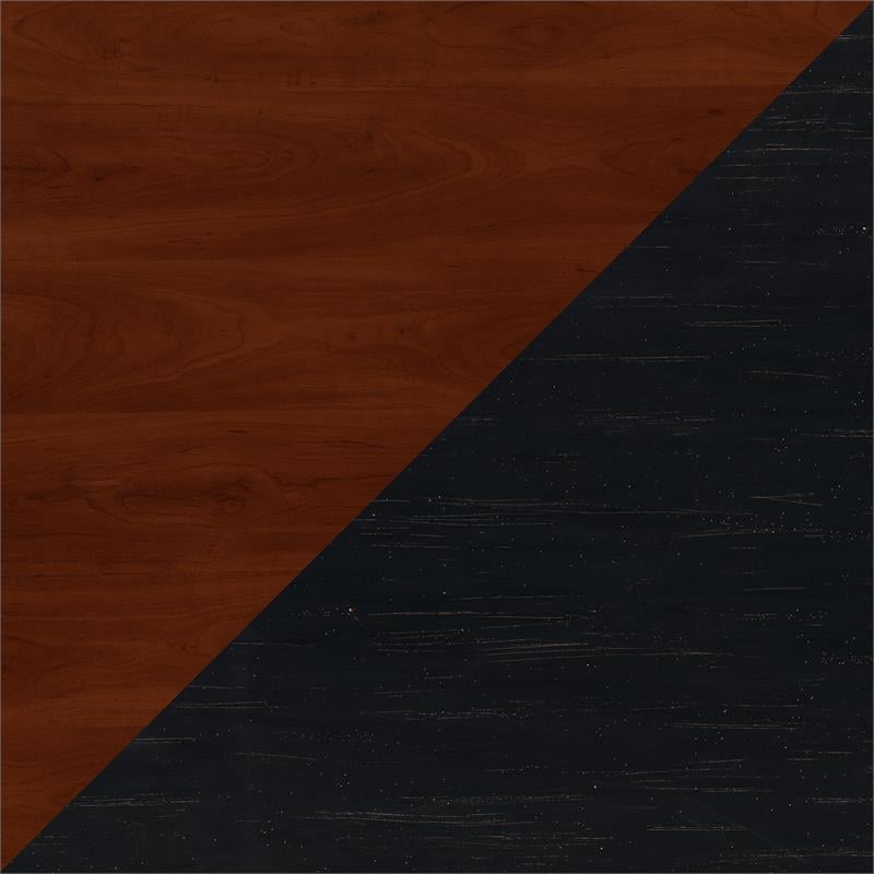 Maklaine Engineered Wood Storage Cabinet with File Drawer in Black and Cherry