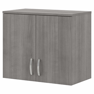 Maklaine Wood Universal Wall Cabinet with Doors and Shelves in Platinum Gray